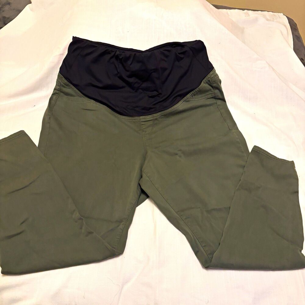 Maurices Maternity Pull-On Pants Women's 18W Green Black Tapered Leg Stretch